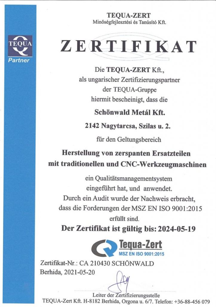 ISO9001 Zertifikat - 2024
